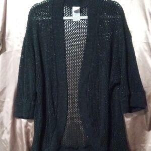 Open Front Black Cardigan with A Loose Knit From Faded Glory